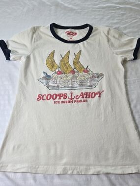 Scoops Ahoy Cream Short Sleeve Ringer Tee with Navy Trim